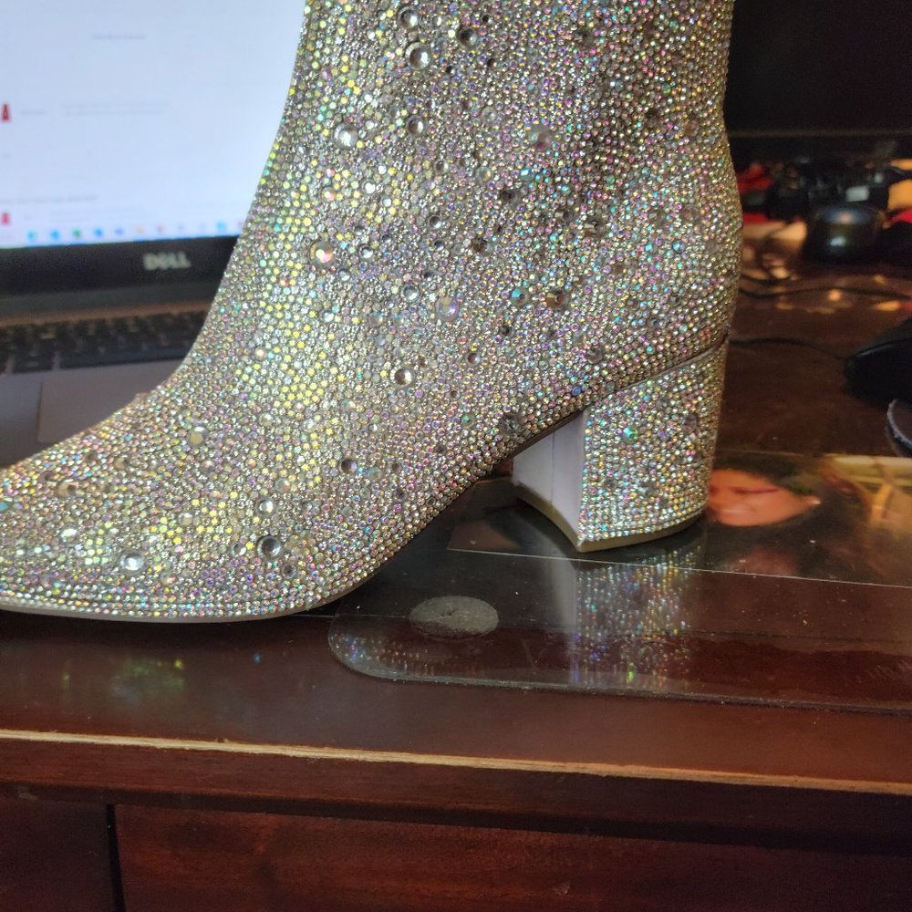BETSY JOHNSON CRSYTAL BOOTS NEVER WORN